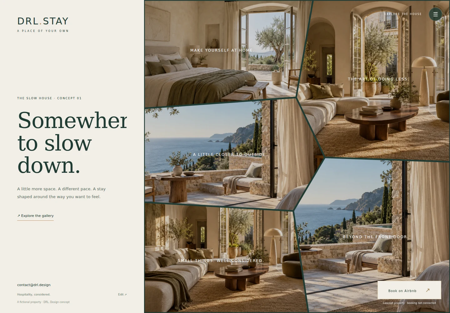 DRL.Stay — The Slow House concept homepage